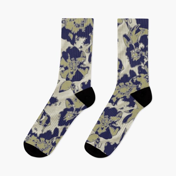 Item preview, Floral camouflage with linen fabric dark blue beige designed and sold by Alessandro Remo Mazzoni Remotextiles.