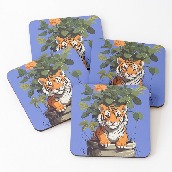 Item preview, A  Cute Tiger Sitting On a Bush of Flowers designed and sold by firecard.