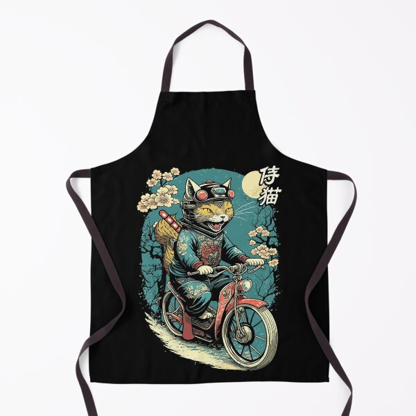 Item preview, Japanese Samurai Cat on Motorcycle Kawaii Ninja Cat designed and sold by Bunkis1st.