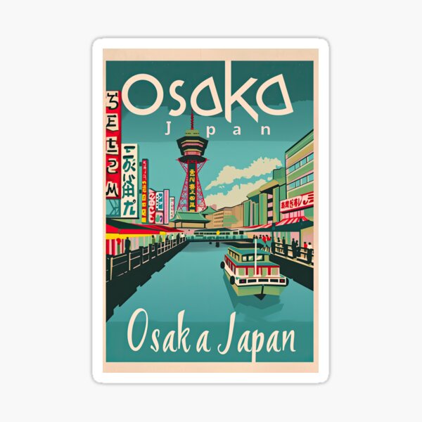 Aperçu de l'œuvre Canal d'Osaka vintage, affiche de voyage esthétique japonaise créée et vendue par Mark  Brown.