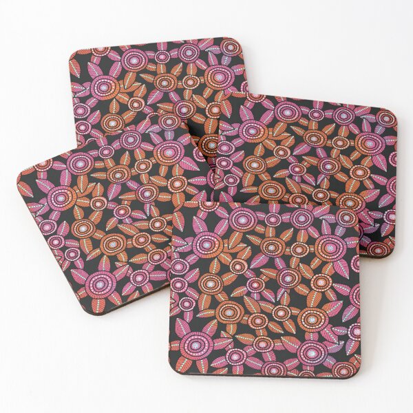 Item preview, NO AI !  Red Dot Art Flowers with Black Background designed and sold by ManonElmendorp.