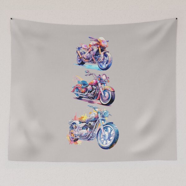 Item preview, Colored Motorcycles Watercolor Blobs three Motorcycles. Lover of Motorcycles and Motoring. designed and sold by ProDesignByMK.