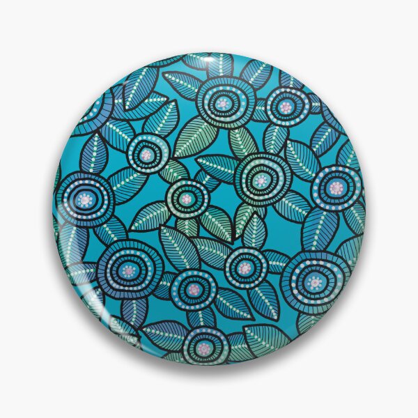 Item preview, NO AI !  Turquoise Dot Art Flowers  designed and sold by ManonElmendorp.