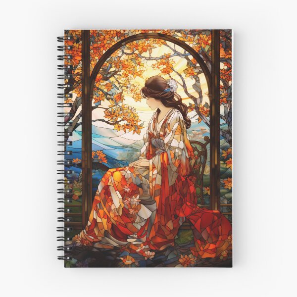 Item preview, Autumn Kimono Stained Glass Art Nouveau designed and sold by ArtNouveauChic.