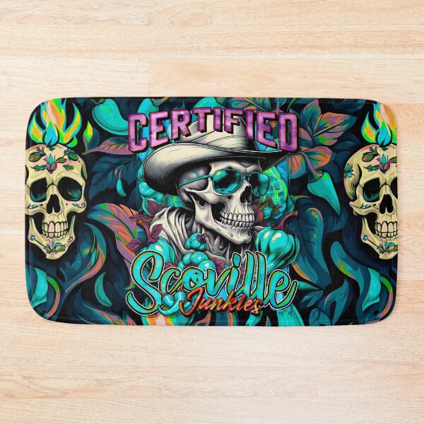 Item preview, Certified Scoville Junkies: Skulls Grinning Through the Habanero Haze [Full - Cyan] designed and sold by SuriyaArts.