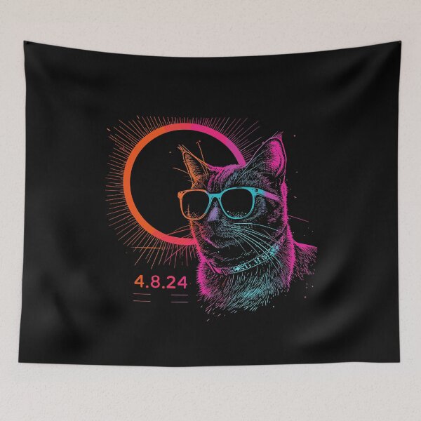 Item preview, Cool Cat Eclipse 4.8.24 - Stylish Feline in Sunglasses with Solar Eclipse Graphic designed and sold by Shirtlify.