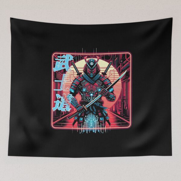 Item preview, Robot Samurai Bushido Way of the Warrior Cyberpunk Kanji designed and sold by LiveNotByLies.
