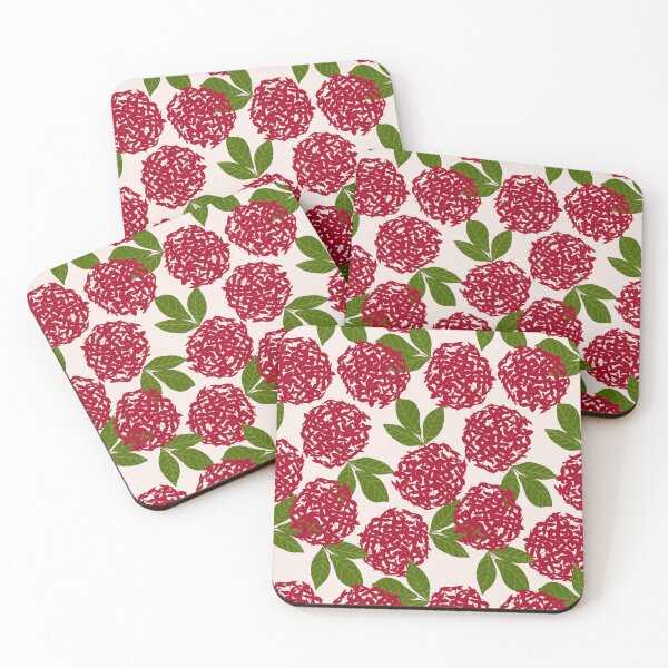 Item preview, Tropical red ixora flower pattern on pale pink designed and sold by PrettywithColor.