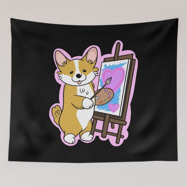 Item preview, Cute Corgi Painter designed and sold by DrawsCutePaws.