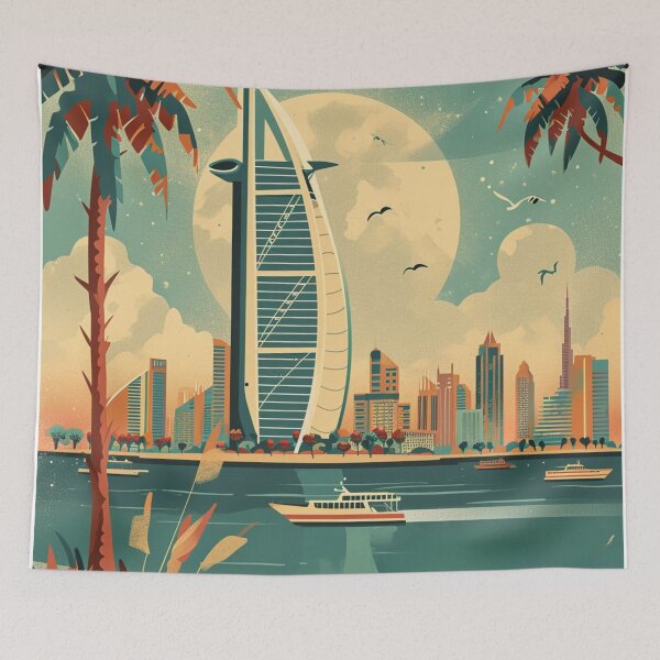 Item preview, A Vintage Travel Illustration of Dubai - United Arab Emirates designed and sold by GoodOldVintage.