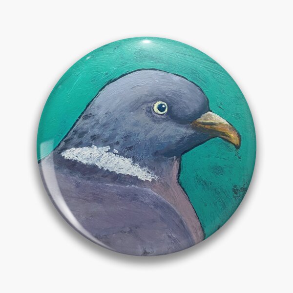 Item preview, wood pigeon on turquoise background designed and sold by Beverley Young.