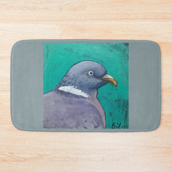 Item preview, wood pigeon on turquoise background designed and sold by Beverley Young.
