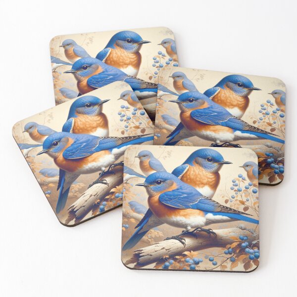 Item preview, Eastern bluebirds and berries designed and sold by ClumsyClouds.