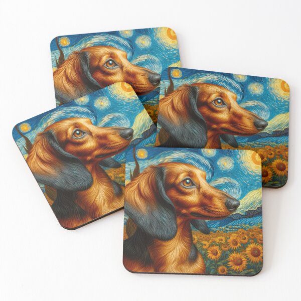 Item preview, Doxie in a Flower Field - Dachshund in Vincent Van Gogh Style  designed and sold by Star-Fragment.