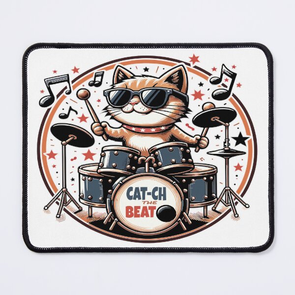 Item preview, Cool Drumming Cat designed and sold by maknateeshop.