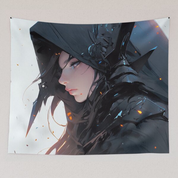 Item preview, Dark Hooded Shadow Assassin Anime Girl designed and sold by bubblegoth.