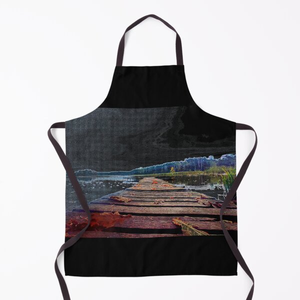 Item preview, Autumntide Tranquility: Lake Pier with Fallen Leaves designed and sold by KrisStoneski.