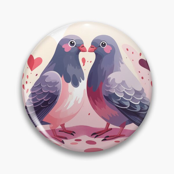 Item preview, Pigeons kissing in love designed and sold by HappyStickBike.