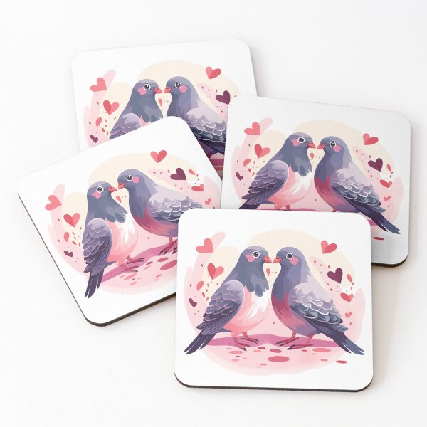 Item preview, Pigeons kissing in love designed and sold by HappyStickBike.