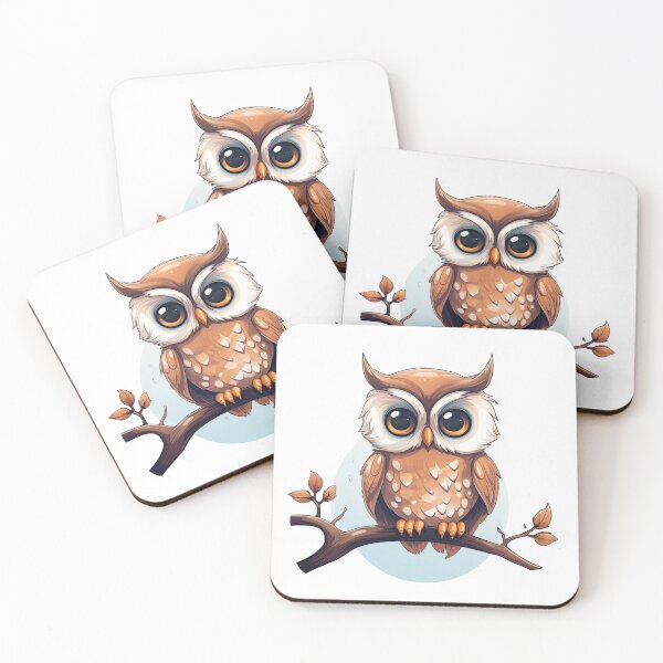 Item preview, Cute owl sitting on a branch designed and sold by HappyStickBike.