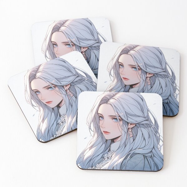 Item preview, Serene Silver and Blue Anime Portrait designed and sold by bubblegoth.