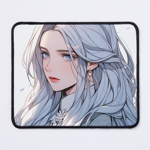 Item preview, Serene Silver and Blue Anime Portrait designed and sold by bubblegoth.