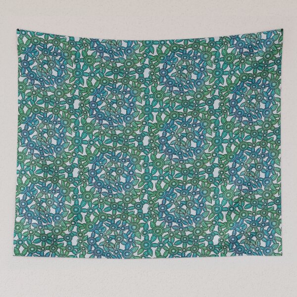 Item preview, NO AI !  Blue & Green Dot Art Flowers  designed and sold by ManonElmendorp.
