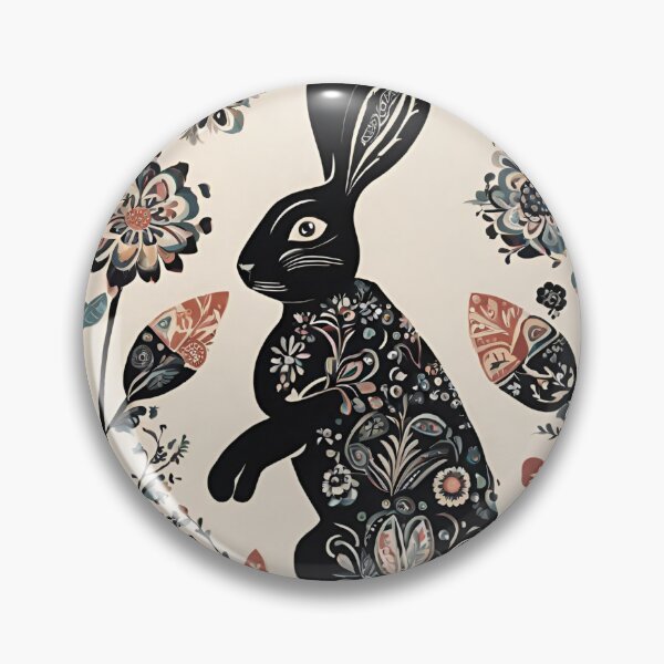 Item preview, Folk Art Black Rabbit designed and sold by LittleGoblinPrs.
