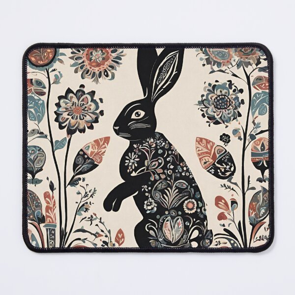 Item preview, Folk Art Black Rabbit designed and sold by LittleGoblinPrs.