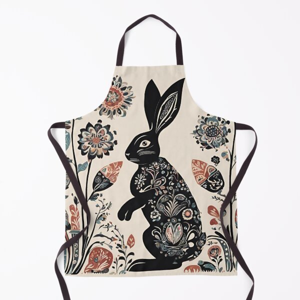 Item preview, Folk Art Black Rabbit designed and sold by LittleGoblinPrs.