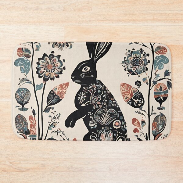 Item preview, Folk Art Black Rabbit designed and sold by LittleGoblinPrs.