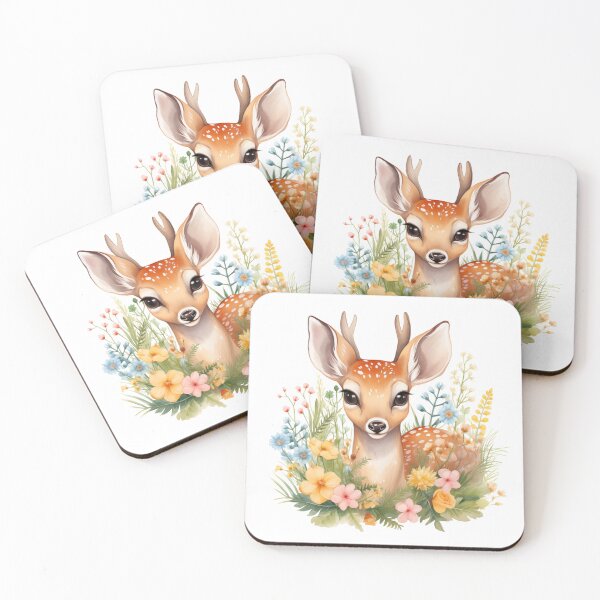 Item preview, Deer lying on flowers and grass designed and sold by HappyStickBike.