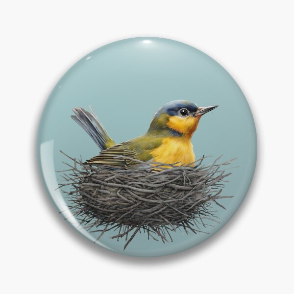 Item preview, Blue and Yellow Bird In Twig Nest designed and sold by LittleGnomad.