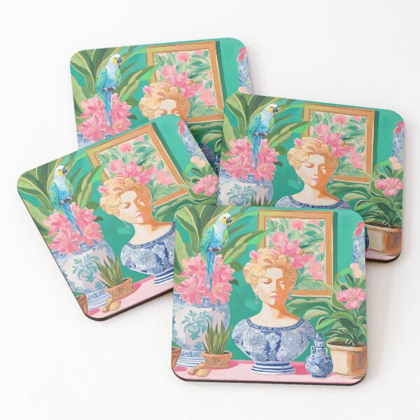 Item preview, Preppy interior with a blue parrot designed and sold by SophieClimaArt.