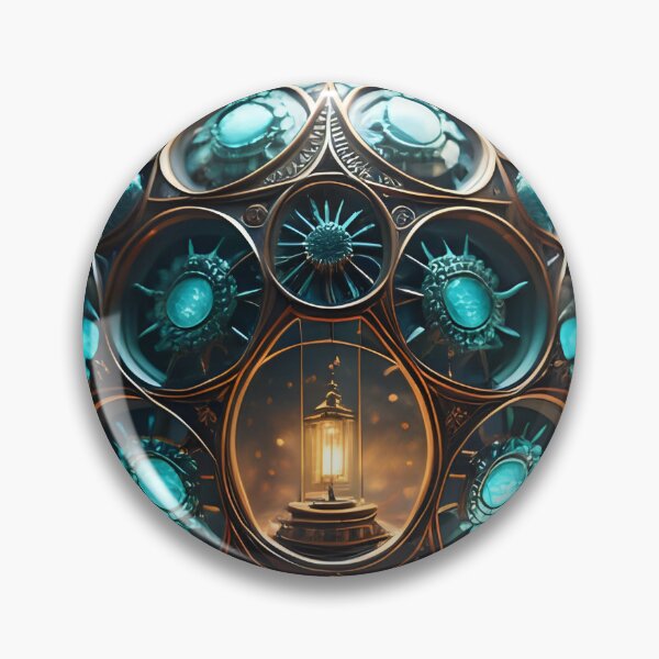 Item preview, Magical Illuminated Light Blue Fantasy Glass Orb with Golden Ornate Frame | AI Art designed and sold by marjessas-world.