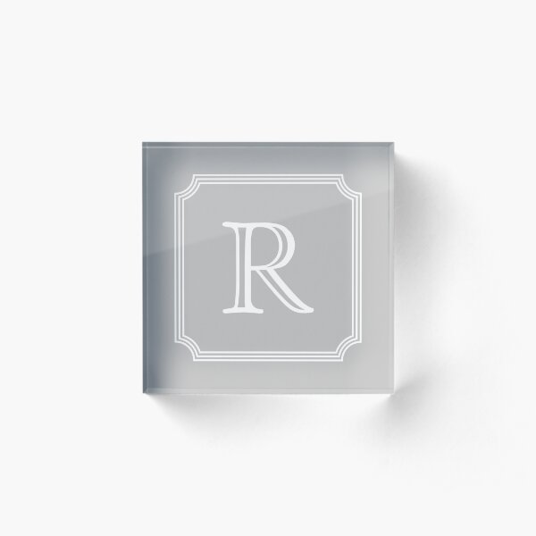 Silver Gray Stylish And Elegant Monogram R Acrylic Block