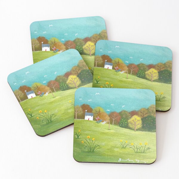 Item preview, Cottage in spring with washing blowing in the wind designed and sold by Beverley Young.