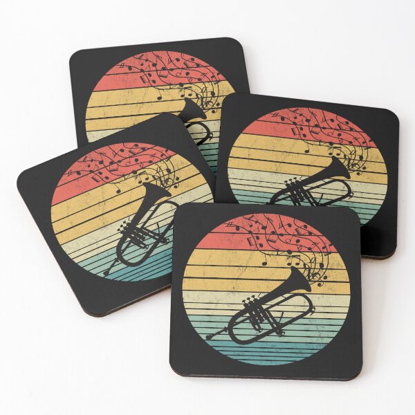 Item preview, Flugelhorn And Music Notes On Vintage Sunset designed and sold by Primroaddesigns.
