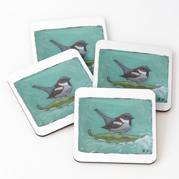 Item preview, Sparrow surfing on a leaf designed and sold by Beverley Young.