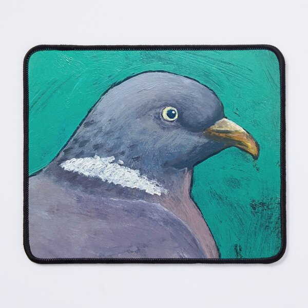 Item preview, wood pigeon on turquoise background designed and sold by Beverley Young.