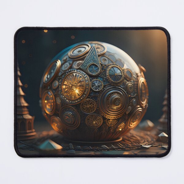 Item preview, Blue-Gold Glass Orb with Shimmering Ornaments | AI Art designed and sold by marjessas-world.
