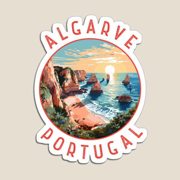 Artikel-Vorschau von Algarve Portugal Retro Distressed Circle, designt und verkauft von KrisSidDesigns.