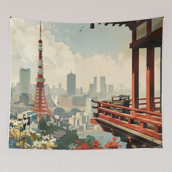 Item preview, A Vintage Travel Illustration of Tokyo - Japan designed and sold by GoodOldVintage.