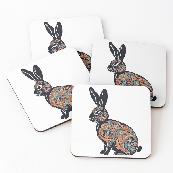 Item preview, Black Rabbit with Flora Decoration designed and sold by LittleGoblinPrs.