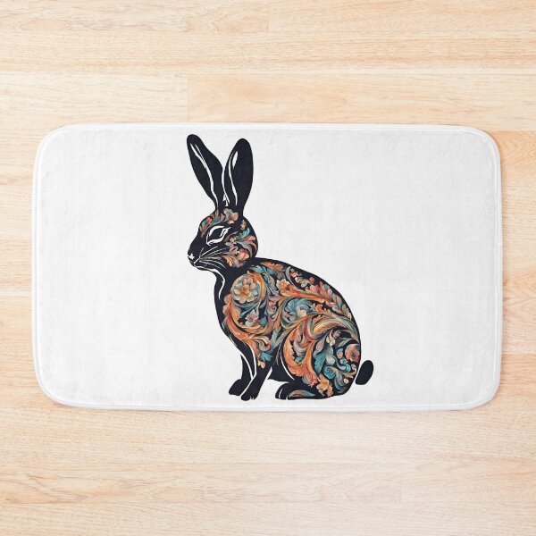 Item preview, Black Rabbit with Flora Decoration designed and sold by LittleGoblinPrs.