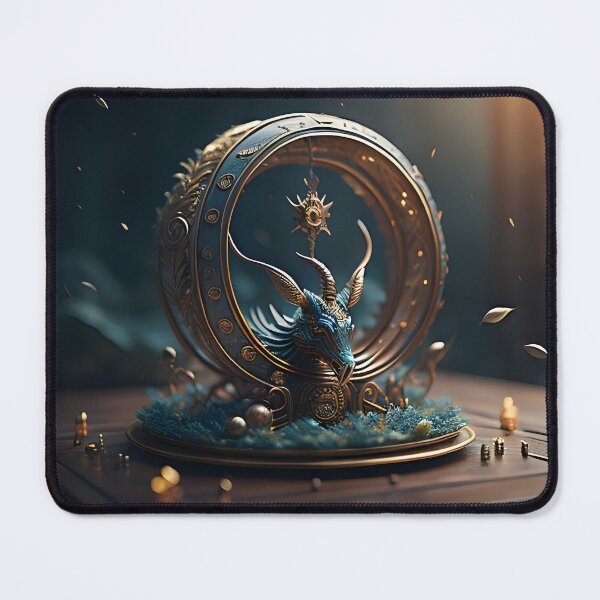 Item preview, Blue-Gold Fantasy Ornament Sculpture with Dragon | AI Art designed and sold by marjessas-world.