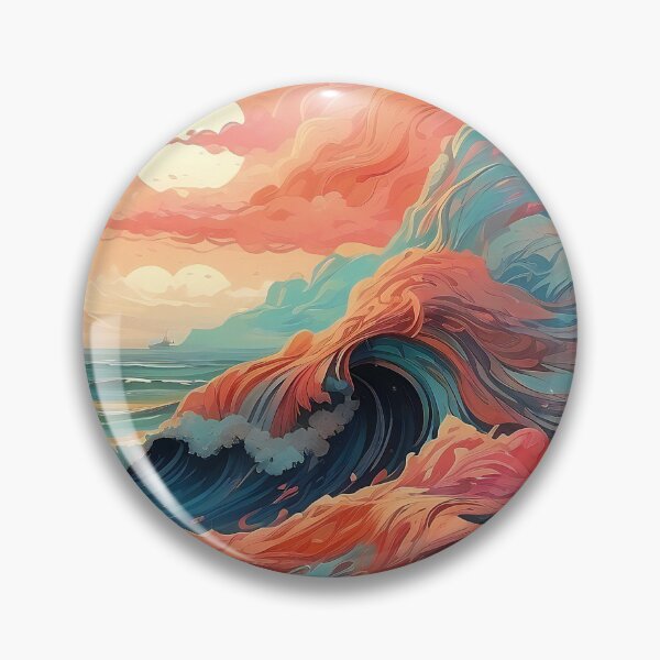 Item preview, Surreal Ocean Waves Dance Under a Vivid Sky designed and sold by ArtComixHaven.