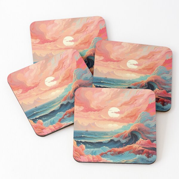 Item preview, Surreal Ocean Waves Dance Under a Vivid Sky designed and sold by ArtComixHaven.