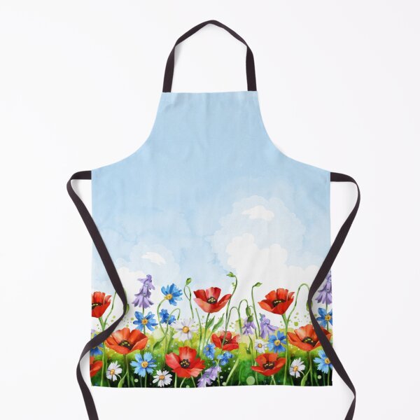 Item preview, Flowery Meadow, Watercolor Blue Sky, Poppies, Cornflowers, Daisies designed and sold by EMMonovi.