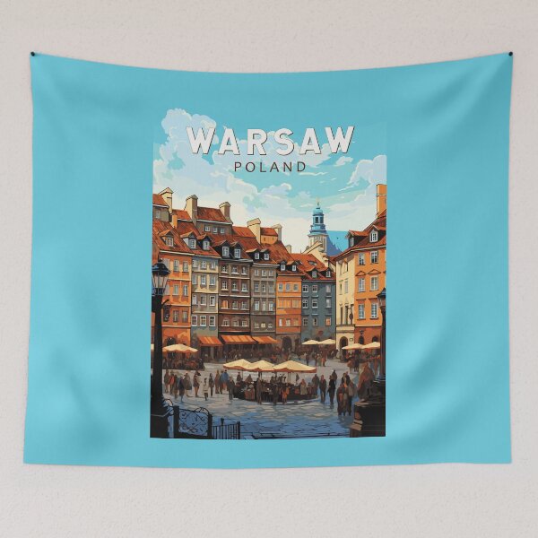 Item preview, Warsaw Poland Travel Art Vintage designed and sold by KrisSidDesigns.